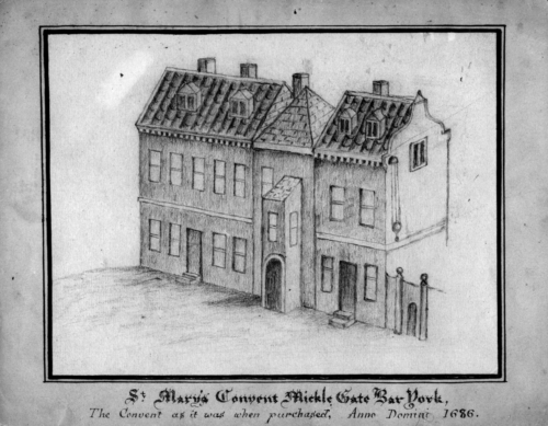 Drawing of the original Bar Convent building in 1686. 
